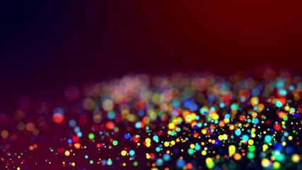 Wall Mural - glitter magic multicolored particles fly and glow in viscous liquid with amazing shining bokeh for festive background in 4k. Close-up shot with luma matte as alpha channel. 62