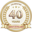 40 years anniversary vector golden design background for celebration, congratulation and birthday card, logo