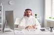 © Studio Romantic - Calm arabian man sits at a table in the office. A