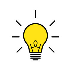 Poster - Lamp or bulb vector isolated icon. Vector illustration. Solution or ides symbol. Flat design illustration. Thinking concept.