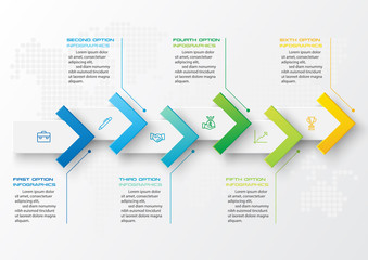 Poster - 6 steps arrow timeline infographic element,Business concept,Vector illustration.