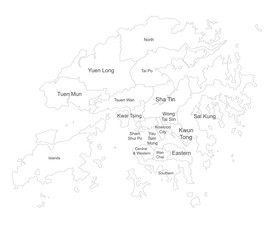  Hong kong map with name labels. Political map. Perfect for business concepts, backgrounds, backdrop, poster, sticker, banner, label and wallpaper.