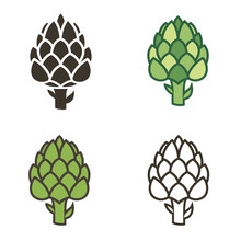 Collection Of Various Artichoke Bud Vegetable Illustration Isolated On White Background