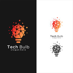 Wall Mural - Modern Tech Bulb logo designs concept, Pixel Technology Bulb Idea logo template,  Idea logo design inspiration