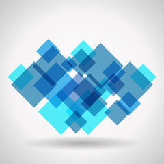 Fototapete - Transparent squares logo in blue. Abstract background