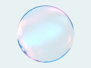 3d crystal ball pink blue gradient colors  isolated on white background. Abstract bubble glossy pastel 3d geometric shape object illustration render. 