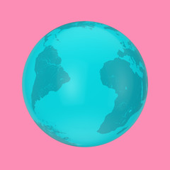 Poster - Blue Earth Globe in Duotone Style. 3d Rendering