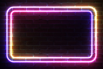 Poster - Rectangle Neon Light Frame for Template and Layout. 3d Rendering