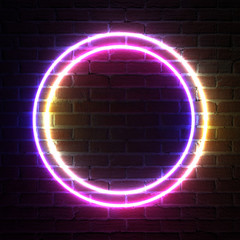 Poster - Circle Neon Light Frame for Template and Layout. 3d Rendering