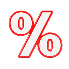 Aufkleber - Red and White Percent Symbol. 3d Rendering