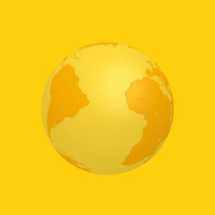 Poster - Yellow Earth Globe in Duotone Style. 3d Rendering