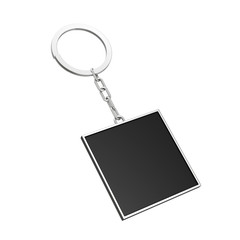 Poster - Elegant Black Rectangle Keychain with Blank Space for Your Design. 3d Rendering