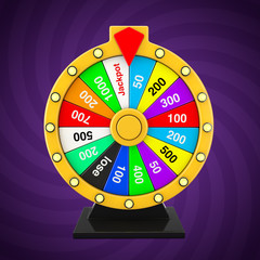 Leinwandbilder - Luck and Fortune Concept. Spinning Colorful Fortune Wheel. 3d Rendering