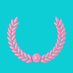 Poster - Pink Olive Branch Laurel Foliate in Duotone Style. 3d Rendering