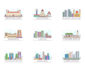 Wall Mural -  Urban Architecture Flat Vectors Pack 