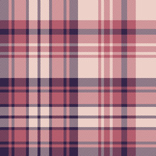 Plaid Pattern Seamless Vector Background In Purple And Pink. Check Plaid For Scarf, Flannel Shirt, Blanket, Duvet Cover, Or Other Modern Spring, Summer, Autumn Fashion Textile Design.