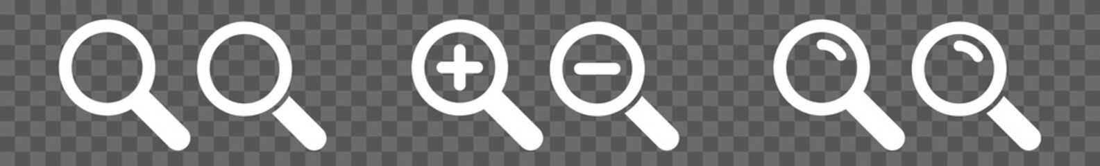 Wall Mural - magnifying glass icon white | magnifier illustration | zoom symbol | loupe logo | view search magnif