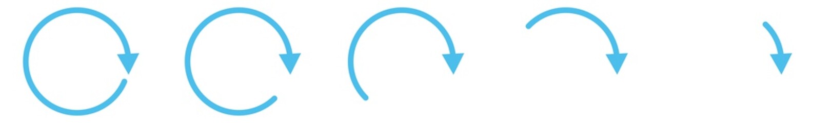 Fototapete - Arrow Icon Blue | Circle Arrows | Infographic Illustration | Direction Symbol | Curved Loading Logo | Up Sign | Isolated | Variations