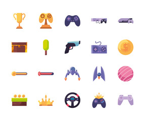 Wall Mural - Isolated videogame line style icon set vector design