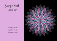 Flower, Vector. Pink, Black Colors. Greeting Card, Business Card Or Invitation.