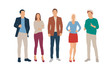 © Galina - Set of men and women, different colors, cartoon character, group of silhouettes standing business people, flat icon design concept isolated on white background