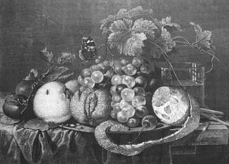 Wall Mural - Fruit piece from collection of M.Duclos in the old book Des Peintres, by C. Blanc, 1863, Paris