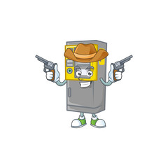 Sticker - The brave of parking ticket machine Cowboy cartoon character holding guns