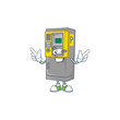 A comical face parking ticket machine mascot design with Wink eye