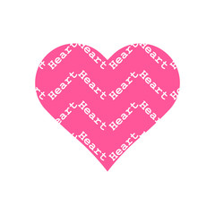 Heart word repeat pattern in pink heart symbol vector isolated on white background.