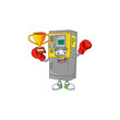 Super cool Boxing winner of parking ticket machine in mascot cartoon design