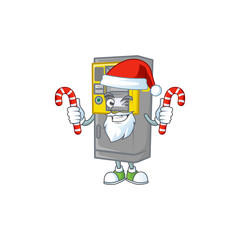 Sticker - cartoon mascot style of parking ticket machine in Santa costume with candy