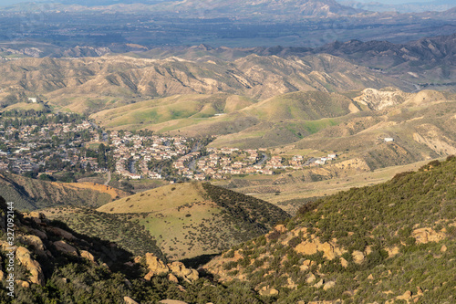 Mountaintop view of suburba...