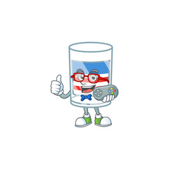 Poster - An attractive gamer USA stripes glass cartoon character design