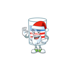 Wall Mural - A lovely Santa USA stripes glass mascot picture style with ok finger