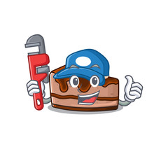 Wall Mural - A cute picture of chocolate cheesecake working as a Plumber