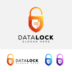 Wall Mural - modern color security data lock logo design vector template