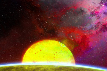 Wall Mural - Stars, planet and galaxy space sky night background