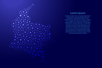 Fototapete - Colombia map from blue and glowing space stars abstract concept geometric shape. Vector illustration.
