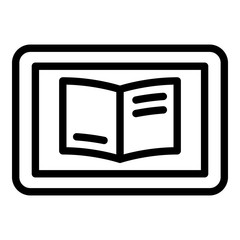 Poster - Book in an electronic tablet icon. Outline book in an electronic tablet vector icon for web design isolated on white background