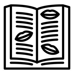 Poster - Book with lips icon. Outline book with lips vector icon for web design isolated on white background