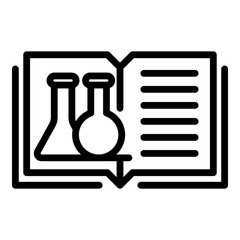 Poster - Open book and test tubes icon. Outline open book and test tubes vector icon for web design isolated on white background