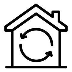 Poster - House and circular arrows icon. Outline house and circular arrows vector icon for web design isolated on white background