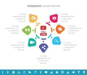 Wall Mural - Infographic template design with 16 extra icons - Vector Illustration