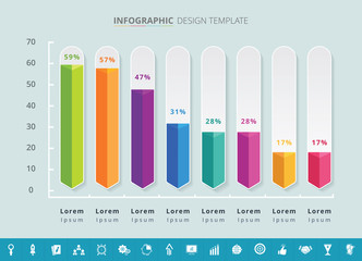 Wall Mural - Bar chart infographic template design - Vector Illustration