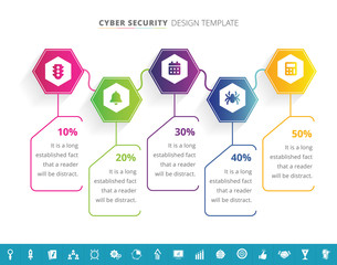 Wall Mural - Cyber security infographic template with 16 extra icons - Vector Illustration