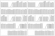 2D black and white CAD drawing of the bookshelf from the front elevation view.