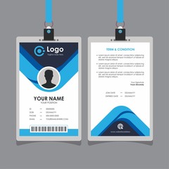 Sticker - Abstract Flat Blue Id Card Design, Professional Identity Card Template Vector for Employee and Others