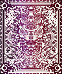 Wall Mural - Illustration vector Lion head with floral pattern style good for print on demand(POD)