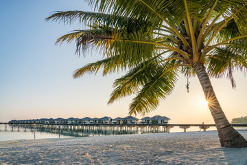 Wall Mural - beautiful sunset at a luxury beach resort in the south sea