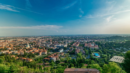 Wall Mural - View of medieval Upper Bergamo timelapse - beautiful medieval town in north Italy